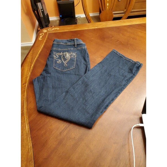 Fantasy Blue Jeans Dark Wash Trousers Career Size 10 Average Boot Cut Cotton Bld - Picture 6 of 9